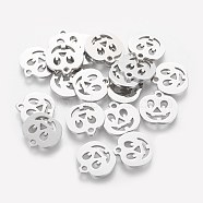 304 Stainless Steel Charms, Halloween, Pumpkin Jack-O'-Lantern, Stainless Steel Color, 12x12x1mm, Hole: 1.5mm(STAS-Q201-T058)