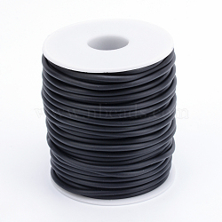 Hollow Pipe PVC Tubular Synthetic Rubber Cord, Wrapped Around White Plastic Spool, Black, 2mm, Hole: 1mm, about 54.68 yards(50m)/roll(RCOR-R007-2mm-09)