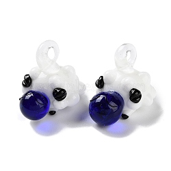 Handmade Lampwork Pendants, Sheep, Dark Blue, 23x20x23mm, Hole: 3.5x2.5mm(LAMP-L078-004E)