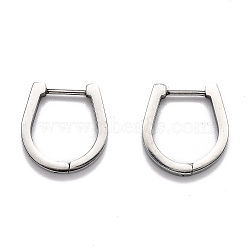 304 Stainless Steel Huggie Hoop Earrings, Horse Shoe, Stainless Steel Color, 16.5x16x3mm, Pin: 1mm(STAS-J033-14B-P)