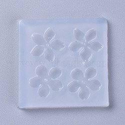 Silicone Molds, Resin Casting Molds, For UV Resin, Epoxy Resin Jewelry Making, Flower, White, 48x48mm, Flower: 20mm(X-DIY-L026-010)