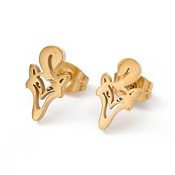 304 Stainless Steel Fox Stud Earrings for Women, Golden, 12x6mm, Pin: 0.7mm(EJEW-F286-03A-G)