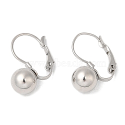 Tarnish Resistant 304 Stainless Steel Leverback Earrings, with 201 Stainless Steel Round Ball, Stainless Steel Color, 20x16mm(EJEW-E601-01P)