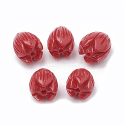 Dyed Synthetic Coral Beads, Jasmine Flower, Red, 8~8.5x6.5~7mm, Hole: 1mm(X-CORA-N002-B-04E)