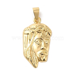 Brass Pendants, Long-Lasting Plated, Lead Free & Cadmium Free, Human Charm, Real 18K Gold Plated, 42.5x23x4mm, Hole: 9x4mm(KK-K375-03A-G)