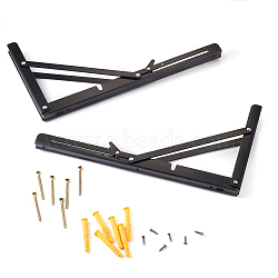 Iron Folding Shelf Brackets, with Plastic Plus & Iron Screws, Black, 1.6~35x0.65~3.7x0.65~2.4cm, 20pcs/set(SW-TAC0001-14A)