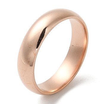 Ion Plating(IP) 304 Stainless Steel Flat Plain Band Rings, Rose Gold, Size 8, Inner Diameter: 18mm, 5mm