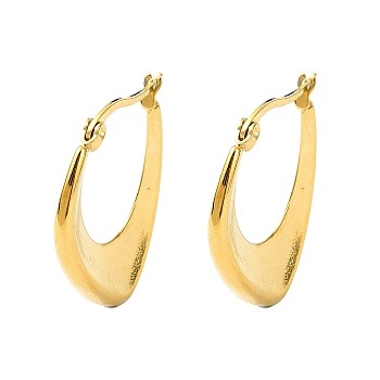 304 Stainless Steel Hoop Earrings, Jewely foe Women, Real 18K Gold Plated, Rhombus, 28x4mm