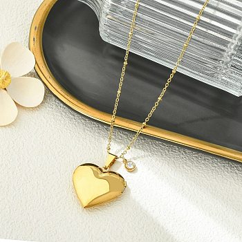 304 Stainless Steel Heart Pendant Satellite Chain Necklaces for Women, Golden, 17.72 inch(45cm)