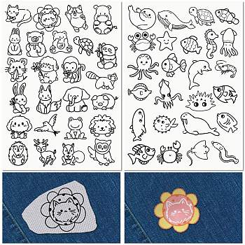 PVA Water-soluble Embroidery Aid Drawing Sketch, Rectangle, Animal, 297x210mmm, 2pcs/set