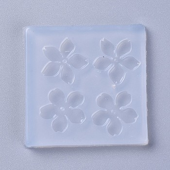 Silicone Molds, Resin Casting Molds, For UV Resin, Epoxy Resin Jewelry Making, Flower, White, 48x48mm, Flower: 20mm