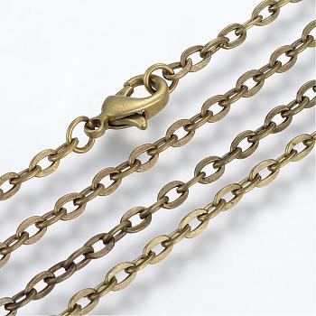 Iron Cable Chains Necklace Making, with Lobster Clasps, Unwelded, Antique Bronze, 17.7 inch(45cm)