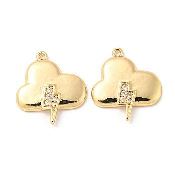 Brass Micro Pave Cubic Zirconia Pendants, Long-Lasting Plated, Cloud, Golden, 17x15.5x2.5mm, Hole: 1mm