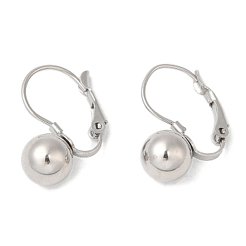 304 Stainless Steel Leverback Earrings, with 201 Stainless Steel Round Ball, Stainless Steel Color, 20x16mm
