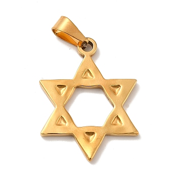 Vacuum Plating 201 Stainless Steel Pendants, Star of David, Golden, 30x23x2mm, Hole: 7x4mm