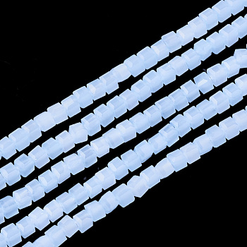 Glass Beads Strands, Imitation Jade, Faceted, Cube, Light Sky Blue, 2~2.5x2~2.5x2~2.5mm, Hole: 0.5mm, 195~200pcs/strand, 17.7 inch~18.8 inch