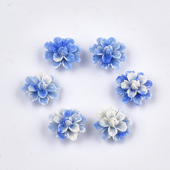 Synthetic Coral Beads, Dyed, Flower, Royal Blue, 17.5x18x10mm, Hole: 1.5mm