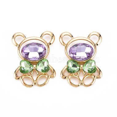 Light Gold Lime Green Bear Alloy Cabochons