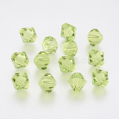 10mm Yellow Green Bicone Glass Beads