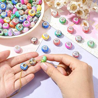 100pcs 10 perles européennes en résine opaque de couleurs(RPDL-CJ0001-07)-6
