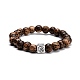Bracelet extensible perles rondes en bois bodhi naturel ciré(BJEW-JB07099-01)-4
