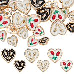 24Pcs 6 Style Alloy Enamel Shank Buttons, 1-Hole, Heart with Tulip Pattern, Mixed Color, 12~17.5x12.5~18x7~7.5mm, Hole: 2mm, 4pcs/style(BUTT-WR0001-19)