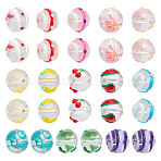 26Pcs 13 Colors Handmade Lampwork Beads, Hand Painted Beads, Round, Mixed Color, 12x11mm, Hole: 1.6mm, 2pcs/color(LAMP-AR0001-38)