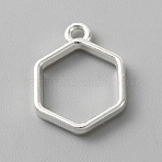 Alloy Open Back Bezel Pendants, for DIY UV Resin, Epoxy Resin, Pressed Flower Jewelry, Hexagon, Antique Silver, 20x15x3mm, Hole: 2mm, Inner Diameter: 13.5x12mm(FIND-WH0111-500AS)