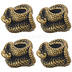 4Pcs Brass European Beads, Large Hole Beads, Snake, Antique Bronze, 13.5x16.5x15.5mm, Hole: 6mm(KK-DC0004-82)