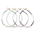 Natural Gemstone & Natural Pearl & Glass Seed Beaded Necklaces for Women, 15.83 inch(40.2cm)(NJEW-JN05094)