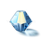 Preciosa&reg Crystal Beads, Czech Crystal, Bicone(451 69 302 Rondelle), 60120 200 Malibu Blue AB, 4mm, Hole: 0.8mm(X-PRC-BA4-60120-200)