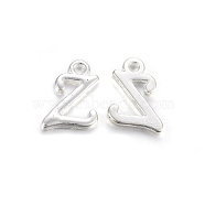 Silver Color Plated Alloy Letter Pendants, Rack Plating, Cadmium Free & Lead Free, Letter.Z, 13x10x2mm, Hole: 1.5mm(PALLOY-J718-01S-Z)