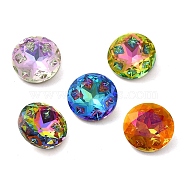 Glass Rhinestone Cabochons, Point Back & Back Plated, Faceted, Diamond, Mixed Color, 12x5.5mm(RGLA-P036-01A-M)