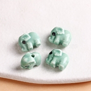 Handmade Porcelain Beads, for Bracelet/Necklace Decoration, DIY Jewelry Accessories, Elephant, Light Cyan, 11x14mm(PW-WGF9028-06)