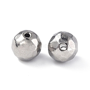201 Stainless Steel Beads, Round, Stainless Steel Color, 6x5.5mm, Hole: 1mm(STAS-G298-03A-P)
