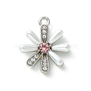 Alloy and Rhinestone Pendant, with Resin, Flower, Platinum, 19x16x5mm, Hole: 1.6mm(FIND-Z045-01B-P)