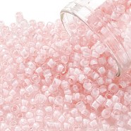TOHO Round Seed Beads, Japanese Seed Beads, (967) Inside Color Crystal/Neon Rosaline Lined, 8/0, 3mm, Hole: 1mm, about 220pcs/10g(X-SEED-TR08-0967)
