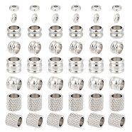 80Pcs 4 Style 304 Stainless Steel European Beads, Large Hole Beads, Column & Hexagon, Stainless Steel Color, 5~7x4.5~7mm, 1.8~4.5mm, 20pcs/style(STAS-DC0006-04)