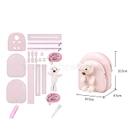 DIY Doll Bear PU Leather Crossbody Lady Bag Making Sets, Knitting Crochet Shoulder Bags Kit for Beginners, Pink, 20.5x16.5x8.5cm(PW-WG98409-01)