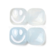 Resin Decoden Cabochons, Smiling Face Square, Light Blue, 11x27x7mm(RESI-M040-02C)