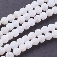 Natural Weathered Agate Beads Strands, Dyed, Frosted, Round, White, 6mm, Hole: 1mm, about 64pcs/strand, 14.6 inch(X-G-G589-6mm-03)