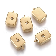 316 Surgical Stainless Steel Charms, with Crystal Rhinestone, Octagon with Star, Golden, 14x9x4mm, Hole: 1.4mm(STAS-I164-032G)