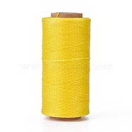 Waxed Polyester Cord, Micro Macrame Cord, Waxed Sewing Thread, Flat, Yellow, 0.8mm, about 284.33 yards(260m)/roll(YC-I003-A17)