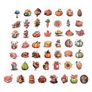50Pcs Thanksgiving Day Cartoon Vinyl Stickers, Waterproof Acorn Pumpkin Leaf Decals for DIY Scrapbooking, Art Craft, Mixed Color, 36~54x26~65x0.2mm(STIC-Q001-07A)