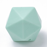 Food Grade Eco-Friendly Silicone Focal Beads, Chewing Beads For Teethers, DIY Nursing Necklaces Making, Icosahedron, Aquamarine, 16.5x16.5x16.5mm, Hole: 2mm(SIL-T048-14mm-38)