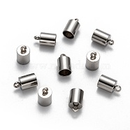 Tarnish Resistant 304 Stainless Steel Cord Ends, End Caps, Stainless Steel Color, 10x6mm, Hole: 2mm, Inner Diameter: 5mm(STAS-M242-03)