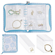 PVC Loose Leaf Jewelry Storage Bag, for Earring Bracelet Display, with Alloy Findings, Rectangle, Light Sky Blue, 21.1x18.5x2.5cm(ODIS-WH0038-90B)