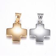 304 Stainless Steel Pendants, Greek Cross, Mixed Color, 25x21x3mm, Hole: 8x5mm(STAS-H329-87)