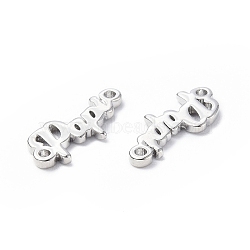 Eco-Friendly Rack Plating Brass Connector Charms, Long-Lasting Plated, Lead Free & Cadmium Free, Word Papi, Platinum, 6x15x1.5mm, Hole: 1.2mm(KK-F845-06P)