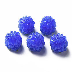 Handmade Lampwork Beads, Raspberry, Blue, 15~16x13~14mm(LAMP-T011-14C)